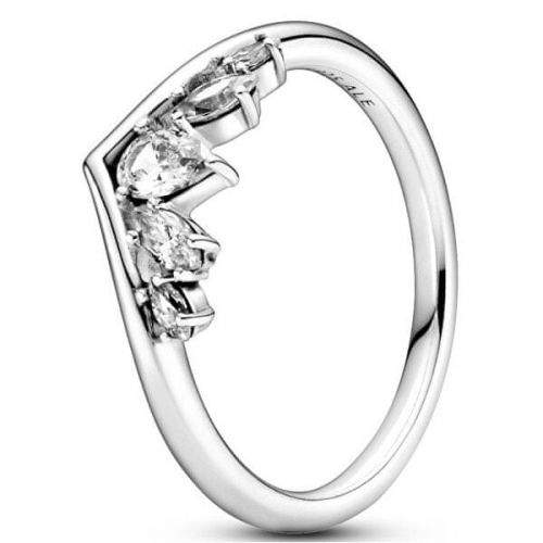 Pandora Něžný stříbrný prsten s kamínky Wishbone 199109C01 (Obvod 54 mm) stříbro 925/1000