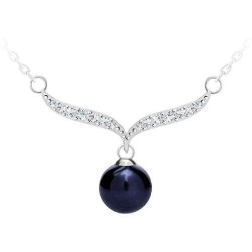 Preciosa Elegantní stříbrný náhrdelník s pravou černou perlou Paolina 5306 20 stříbro 925/1000