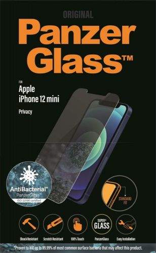 PanzerGlass Standard Privacy Antibacterial pro Apple iPhone 12 mini P2707, čiré