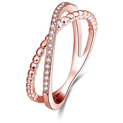 Beneto Růžově pozlacený dvojitý prsten ze stříbra AGG195 (Obvod 50 mm) stříbro 925/1000