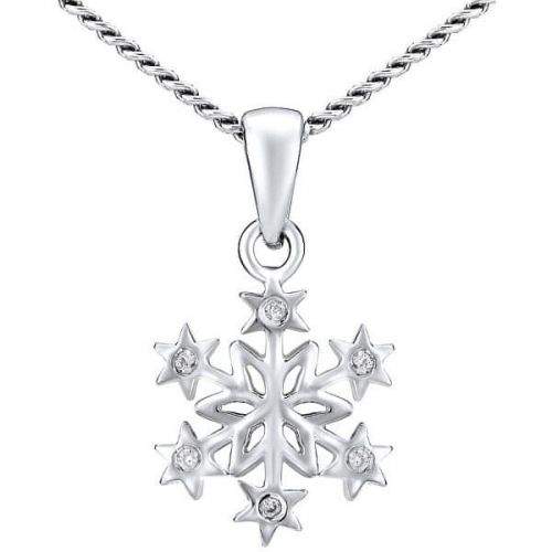 Silvego Stříbrný náhrdelník Sněhová vločka ZTJ81189VSW (řetízek, přívěsek) stříbro 925/1000
