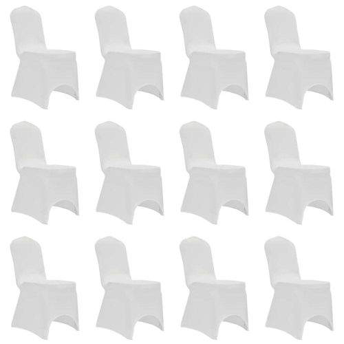 Vidaxl Potahy na židle strečové bílé 12 ks