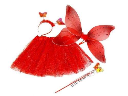 Kraftika 1sada 7 červená karnevalový kostým - motýlí víla