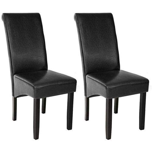 tectake 2 Jídelní židle ergonomické, masivní dřevo - černá