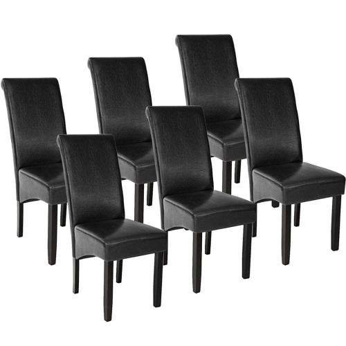 tectake 6 Jídelní židle ergonomické, masivní dřevo - černá