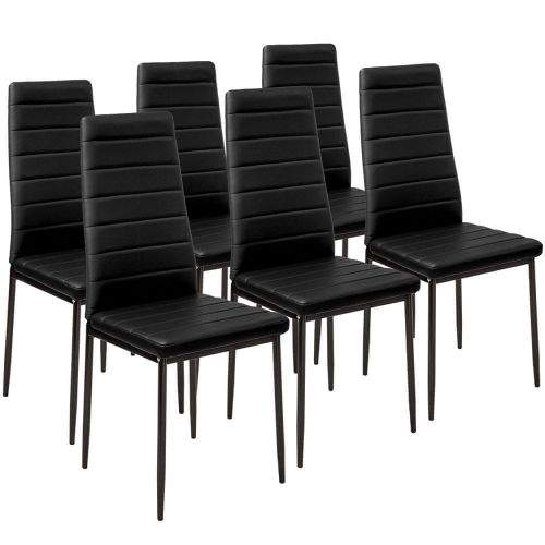 tectake 6 Jídelních židlí, syntetická kůže - černá