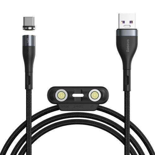 BASEUS Zinc magnetický kabel USB - Lightning / USB-C / Micro USB QC 5A 1m, černý/šedý