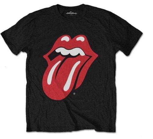 CurePink Pánské tričko The Rolling Stones: Classic Tongue (M) černé