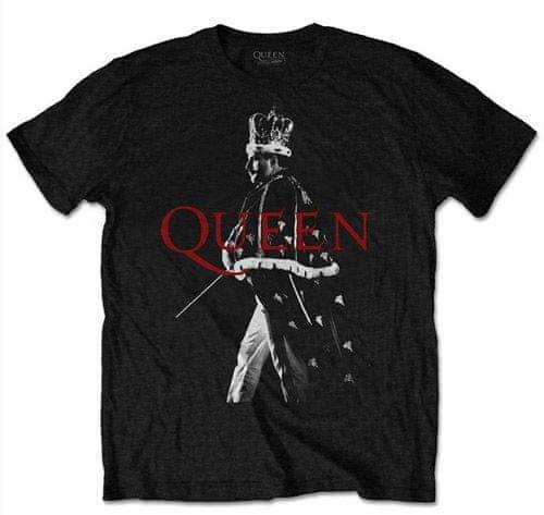CurePink Pánské tričko Queen: Freddie Crown (M) černé
