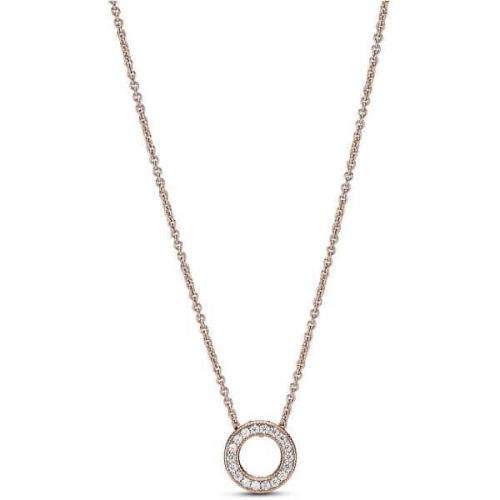 Pandora Pozlacený náhrdelník s třpytivým přívěskem 387436c01 (řetízek, přívěsek) stříbro 925/1000