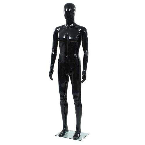 shumee Pánská figurína celá postava základna sklo lesklá černá 185 cm