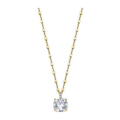 Lotus Silver Elegantní pozlacený náhrdelník ze stříbra s čirými zirkony LP2005-1/5 (řetízek, přívěsek) stříbro 925/1000