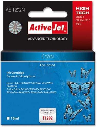Action ActiveJet ink cartr. Eps T1292 Cyan SX525/BX320/BX625 100% NEW AE-1292