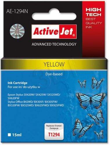 Action ActiveJet ink cartr. Eps T1294 Yellow SX525/BX320/BX625 100% NEW AE-1294