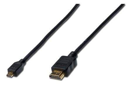Digitus HDMI/D na HDMI/A připojovací kabel 1m, pozlacené kontakty