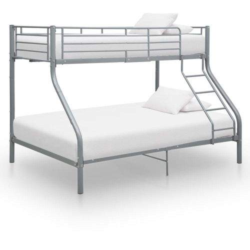 shumee Rám poschoďové postele šedý kov 140 x 200 / 90 x 200 cm