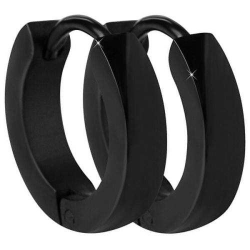 Troli černé ocelové náušnice kroužky KES-100 black