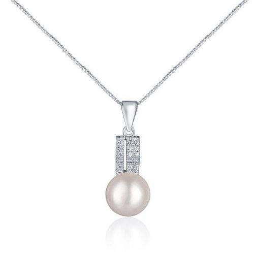 JwL Luxury Pearls Elegantní náhrdelník s pravou perlou a zirkony JL0645 (řetízek, přívěsek) stříbro 925/1000
