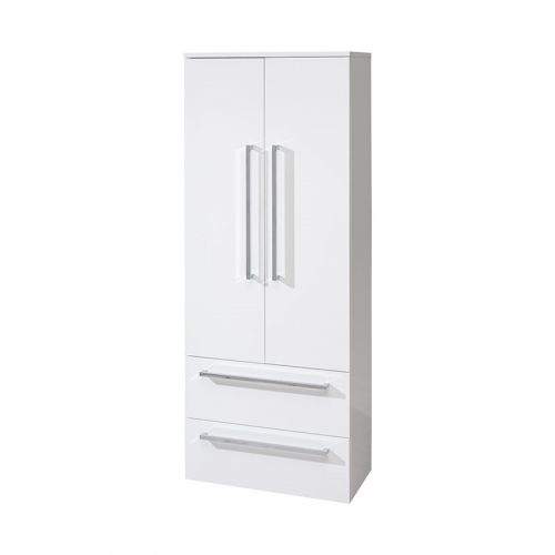 MEREO Bino koupelnová skříňka, vysoká 163 cm, závěsná, bez nožiček, bílá/bílá CN669