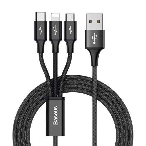 BASEUS Rapid USB - micro USB / Lightning / USB-C kabel 3A 1,2m, černý