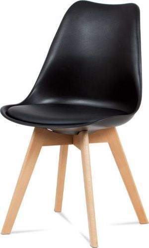 ART Jídelní židle, plast černý / koženka černá / masiv buk CT-752 BK Art