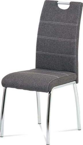 ART Jídelní židle, šedá látka, bílé prošití, kov chrom HC-486 GREY2 Art