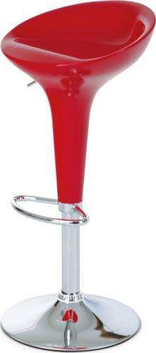 ART Barová židle, červený plast, chromová podnož, výškově nastavitelná AUB-9002 RED Art
