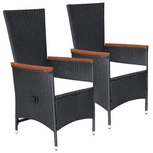 shumee Zahradní židle 2 ks s poduškami polyratan černé