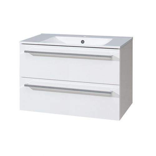 MEREO Bino koupelnová skříňka s keramickým umyvadlem, 80 cm, bílá/bílá CN661