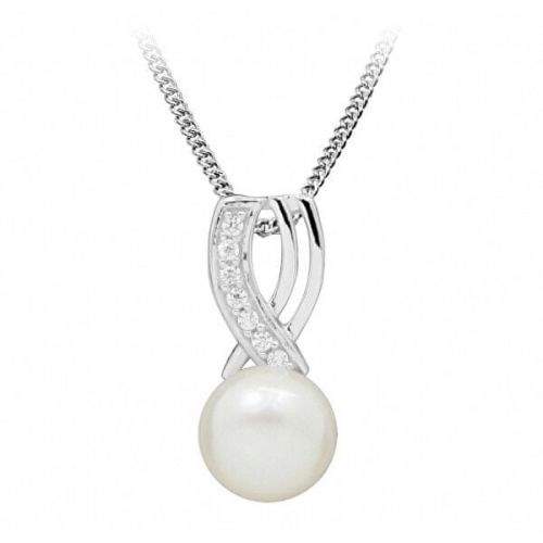 Silver Cat Jemný náhrdelník s perlou a zirkony SC397 stříbro 925/1000