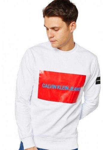 Calvin Klein Pánská mikina Calvin Klein bez kapuce bílá - M