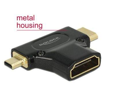 DELOCK 65666 Delock adapter HDMI mini-C(M) + HDMI Micro-D(M)->HDMI(F) 4k High Speed Ethernet