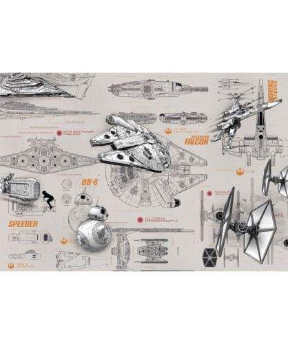 KOMAR Products papírová fototapeta 8-493 Star Wars Blueprints, rozměry 368 x 254 cm