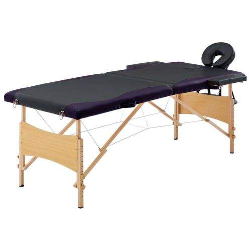 Vidaxl Skládací masážní stůl 2 zóny dřevěný černý