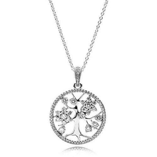 Pandora Stříbrný náhrdelník Rodokmen 390384CZ-80 (řetízek, přívěsek) stříbro 925/1000