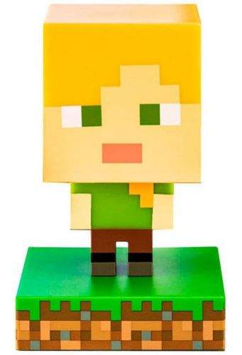 CurePink Dekorativní svítící plastová figurka Minecraft: Alex (výška 10 cm)