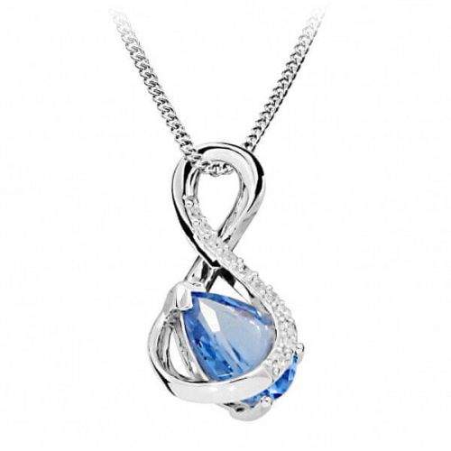 Silver Cat Módní náhrdelník s modrým spinelem a zirkony SC411 stříbro 925/1000