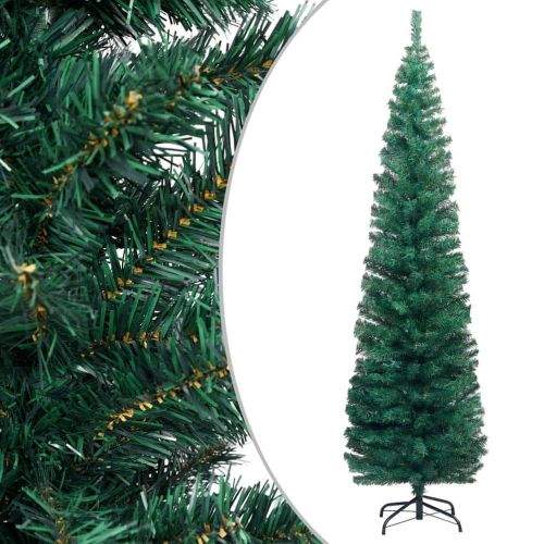 shumee Úzký umělý vánoční stromek se stojanem zelený 210 cm PVC