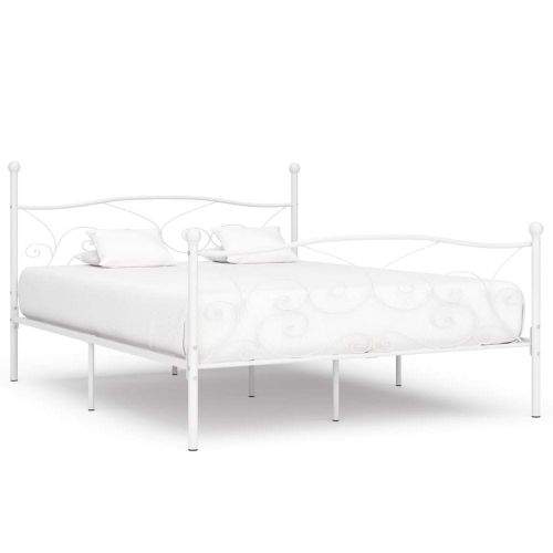 shumee Rám postele s laťkovým roštem bílý kov 180 x 200 cm