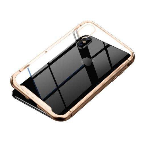 BASEUS magnetické pouzdro pro iPhone XS Max transparentní-zlatá