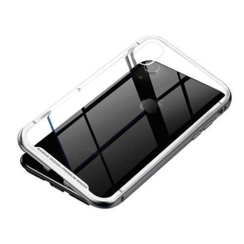 BASEUS magnetické pouzdro pro iPhone XR transparentní-stříbrná