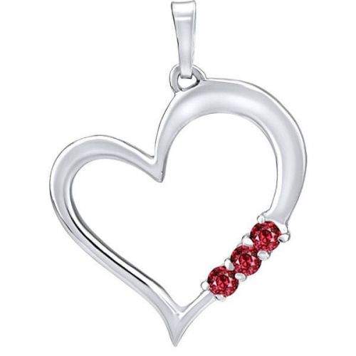 Silvego Stříbrný přívěsek Srdce s červenými krystaly Swarovski SILVEGO11580R stříbro 925/1000