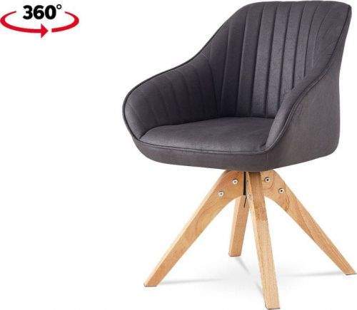 ART Jídelní židle, šedá látka v dekoru broušené kůže, nohy masiv kaučukovník HC-772 GREY3 Art