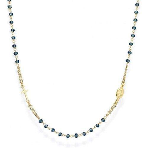 Amen Pozlacený stříbrný náhrdelník s krystaly Rosary CROGBL3 stříbro 925/1000