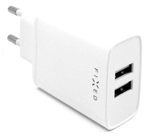 Fixed Síťová nabíječka s 2× USB výstupem, 15 W Smart Rapid Charge FIXC15-2U-WH, bílá