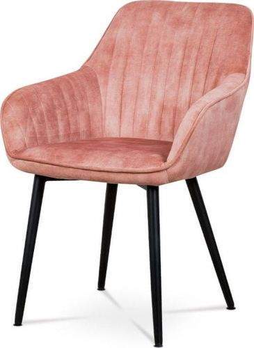 ART Jídelní a konferenční židle, potah růžová látka v dekoru žíhaného sametu kovové nohy - černý lak AC-9980 PINK2 Art