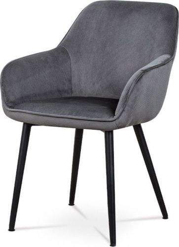 ART Jídelní a konferenční židle, potah šedá manšestrová látka, kovové nohy - černý lak AC-9980 GREY2 Art