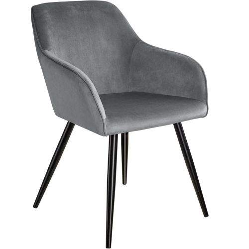 tectake Židle Marilyn v sametovém vzhledu - černá/šedá