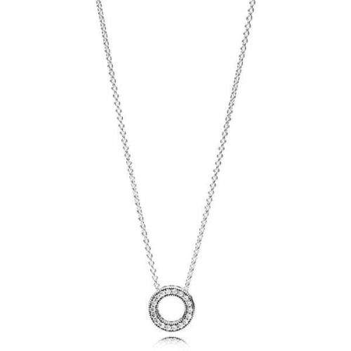 Pandora Stříbrný náhrdelník s třpytivým přívěskem 397436CZ-45 (řetízek, přívěsek) stříbro 925/1000