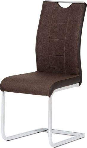 ART Jídelní židle chrom / hnědá látka + hnědá koženka DCL-410 BR2 Art